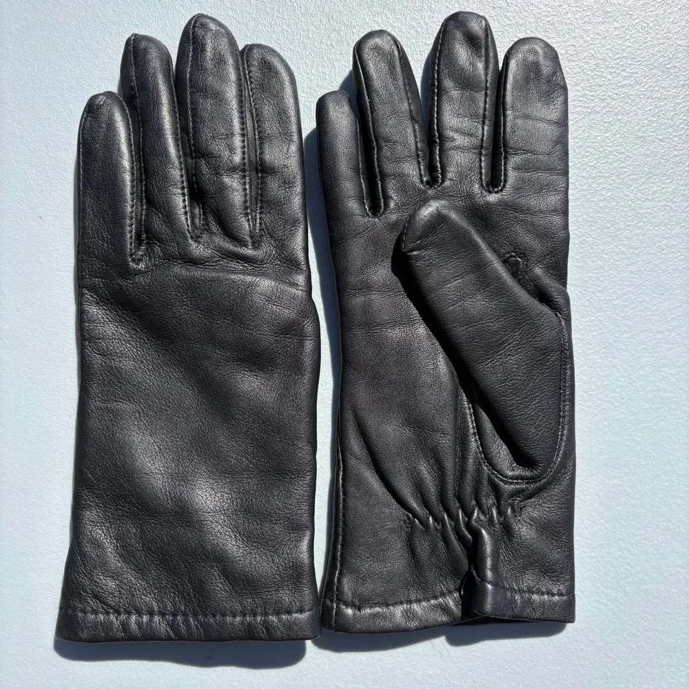 Preston & York Womens Black Leather Gloves Small Soft Lined Winter Classic
